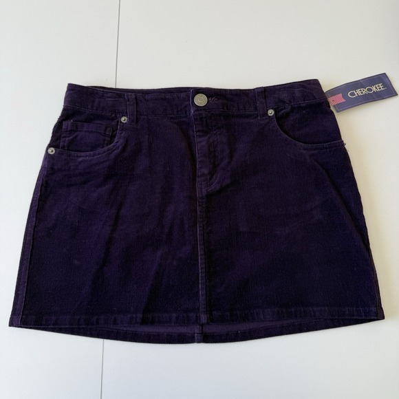 Cherokee Other - NWT Cherokee Dark Purple Phantom Grape Corduroy Mini Skirt Size XL 14/16
